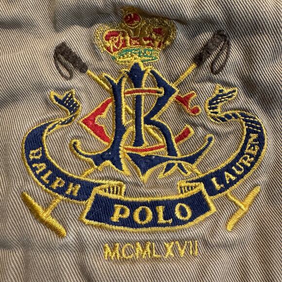 Polo Ralph Lauren Boys Size 10 Khaki Shorts Polo Crest Green Number 5 Preppy - Picture 4 of 11